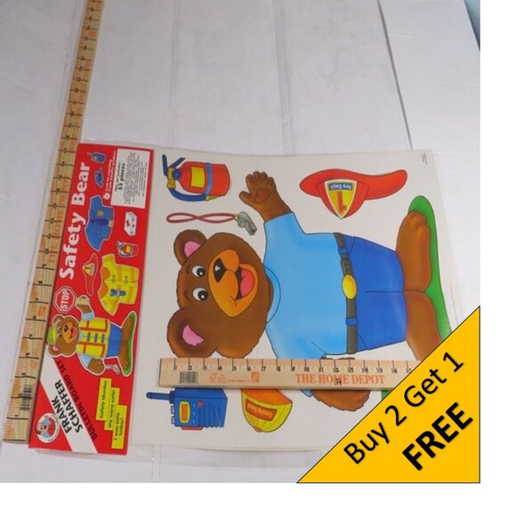Safety Bear NEW Unopened BULLETIN BOARD SET (gets dressed in diff clothes) - Picture 1 of 11